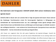 Die Gold-Serie wird fortgesetzt: DAHLER behält 2023 seinen Goldstatus beim igenda Award